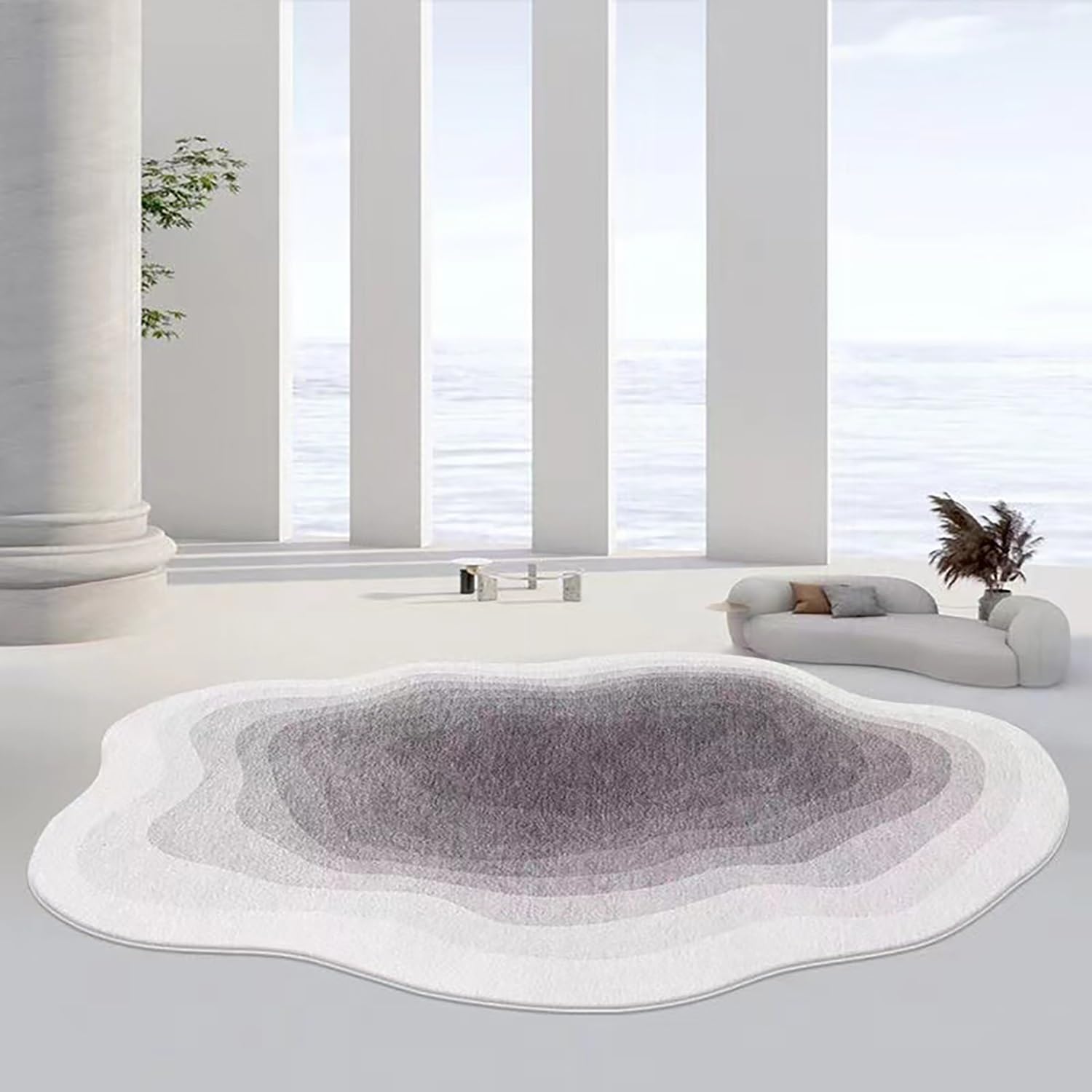 Tapis de forme irrégulière gris 120x180 cm moderne et lavable