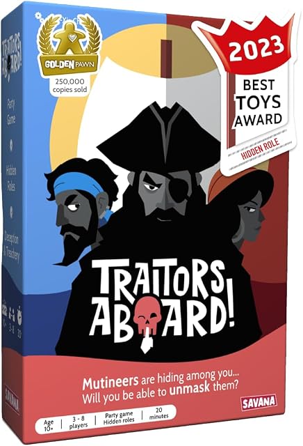 Traîtres à bord du jeu - Prix de la partie de l'identité secrète gagnante - Amusement, stratégie, bluffing et trahison 15-Minute Jeux populaires pour 3-8 joueurs - Âges 10+ | Jeu de cartes de famille