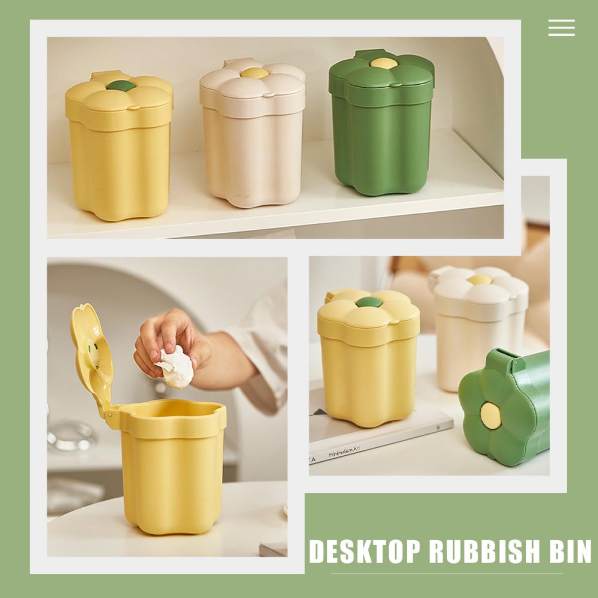 MAGICLULU Decorative Desktop Rubbish Bin with Lid, Small ABS Trash Can image 5