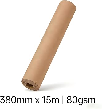 Kraft Paper Roll 38cm x 15m, 80gsm Brown Wrapping Paper | for Gift Wrapping, Parcel Packing, Moving House, Shipping, Crafts and Surface Protection