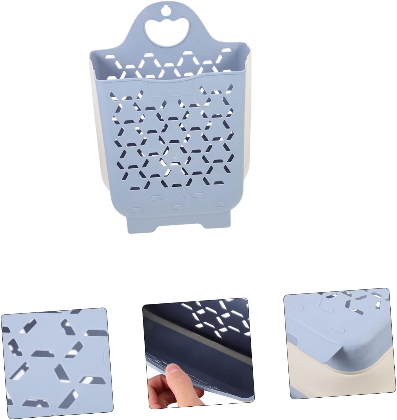 BESTYASH Wall Mount Laundry Basket Medium Multi Function Clothes Storage Bin with Handle for Bedroom and Bathroom and Large Capacity Grey Blue Basket for Organizing Clothes