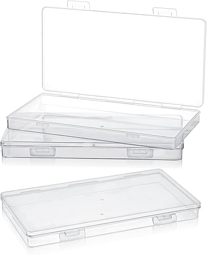 3 mini contenedores de almacenamiento de plástico con tapa con bisagras, 6.5 x 3.5 pulgadas, pequeño rectángulo a prueba de polvo, cuentas