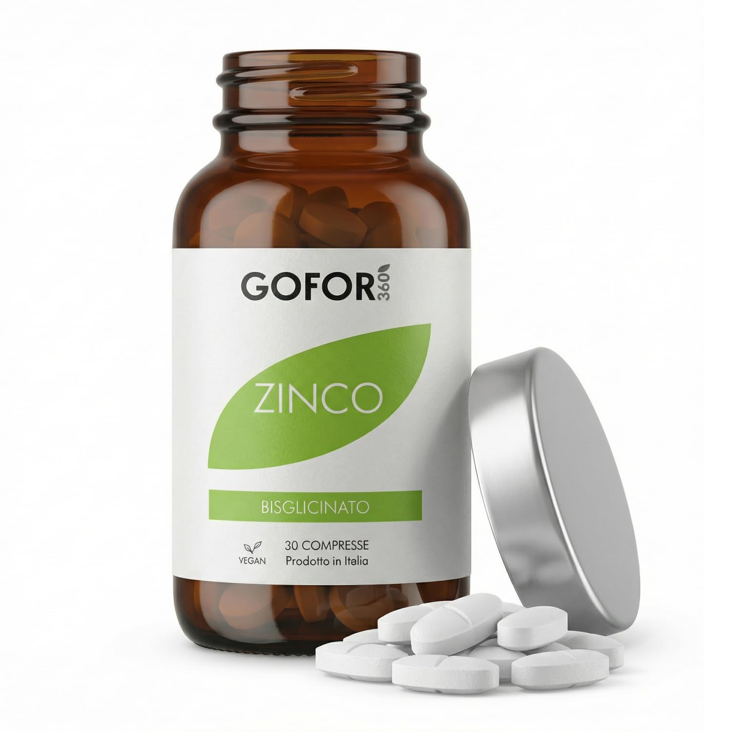 Gofor360 Zinco Bisglicinato Puro — Integratore di Zinco ad Alta Biodisponibilità per Uomo — Supporto a Testosterone, Difese Immunitarie, Funzione Cognitiva e Pelle Sana — 60 Capsule
