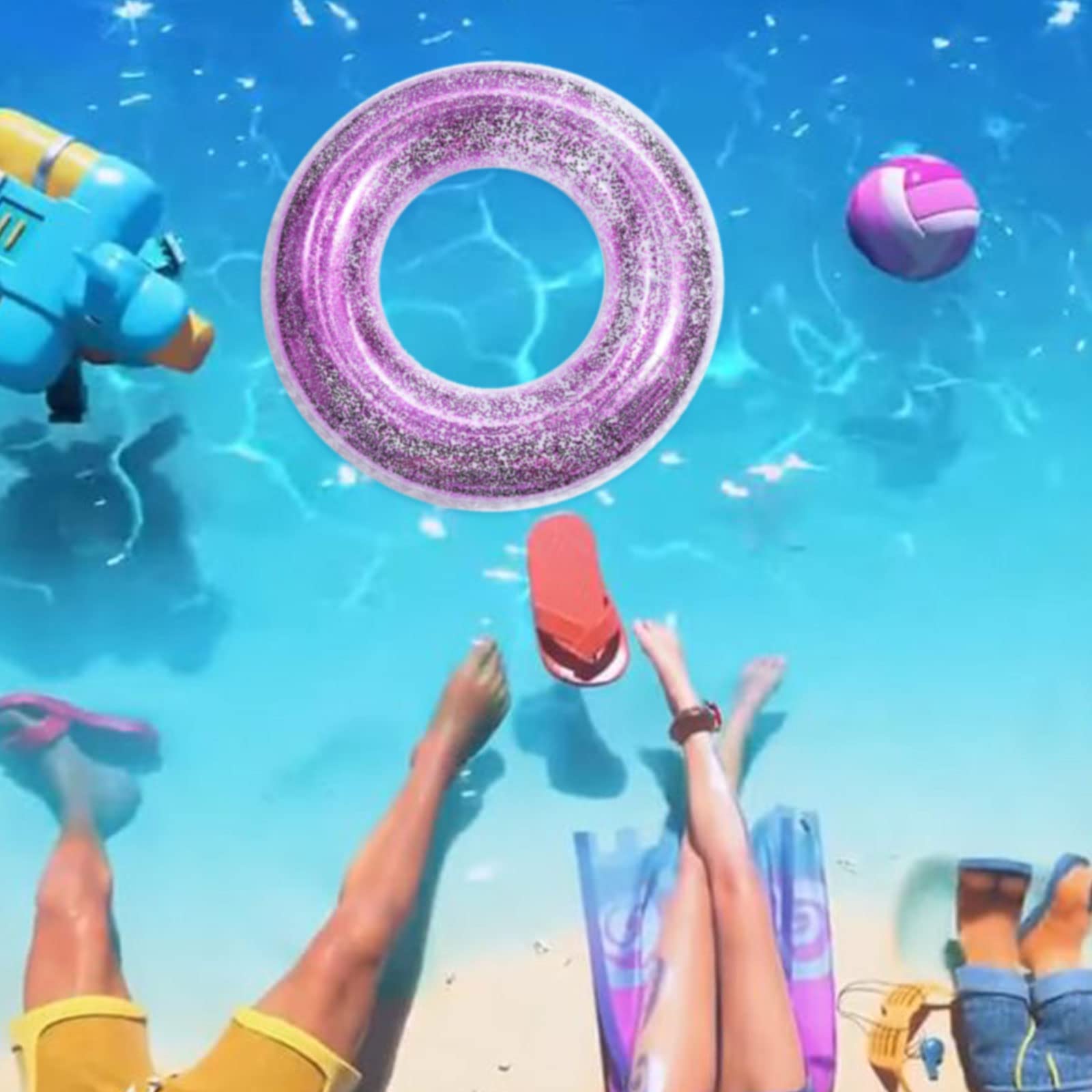 Anello da Nuoto Glitter Anello per il Nuoto Estivo Decorazione Anello Galleggiante, Zattera Gonfiabile per Adulti da Bagnoper Feste Spiaggia o Piscina