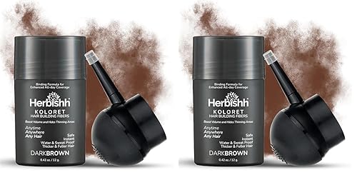 Miniatura 8 de Herbishh Koloret Fibras de construcción del cabello, polvo marrón oscuro para hombres y mujeres, cobertura instantánea de puntos calvos y corrector