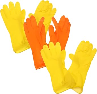 SHINEOFI 3 Pairs Medium Rubber Cleaning Gloves Reusable Latex Dishwashing Gloves for Household Kitchen and Washing Dishes for Home Cleaning Tasks Random Color