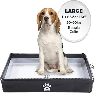 MEEXPAWS Dog Pee Pad Holder Tray Foldable, Puppy Pad Holder Liner Base High Side, Dog Litter Box Indoor for Large Dog 33’’x22’’, Training Pad Holder Leak-Proof, Potty Pad Holder for Dogs Easy Clean