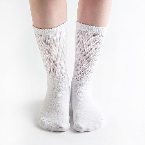 Miniatura 2 de Doc OrthoLoose Fit Diabetic CrewCalcetines 12pares, DO-WHL, L, Blanco