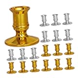 Cabilock 12 Pairs Electronic Taper Candle Holders Plastic Pillar Bases, Gold and Silver Candlestick Stands for Wedding Party Table Decor and Holiday Centerpieces