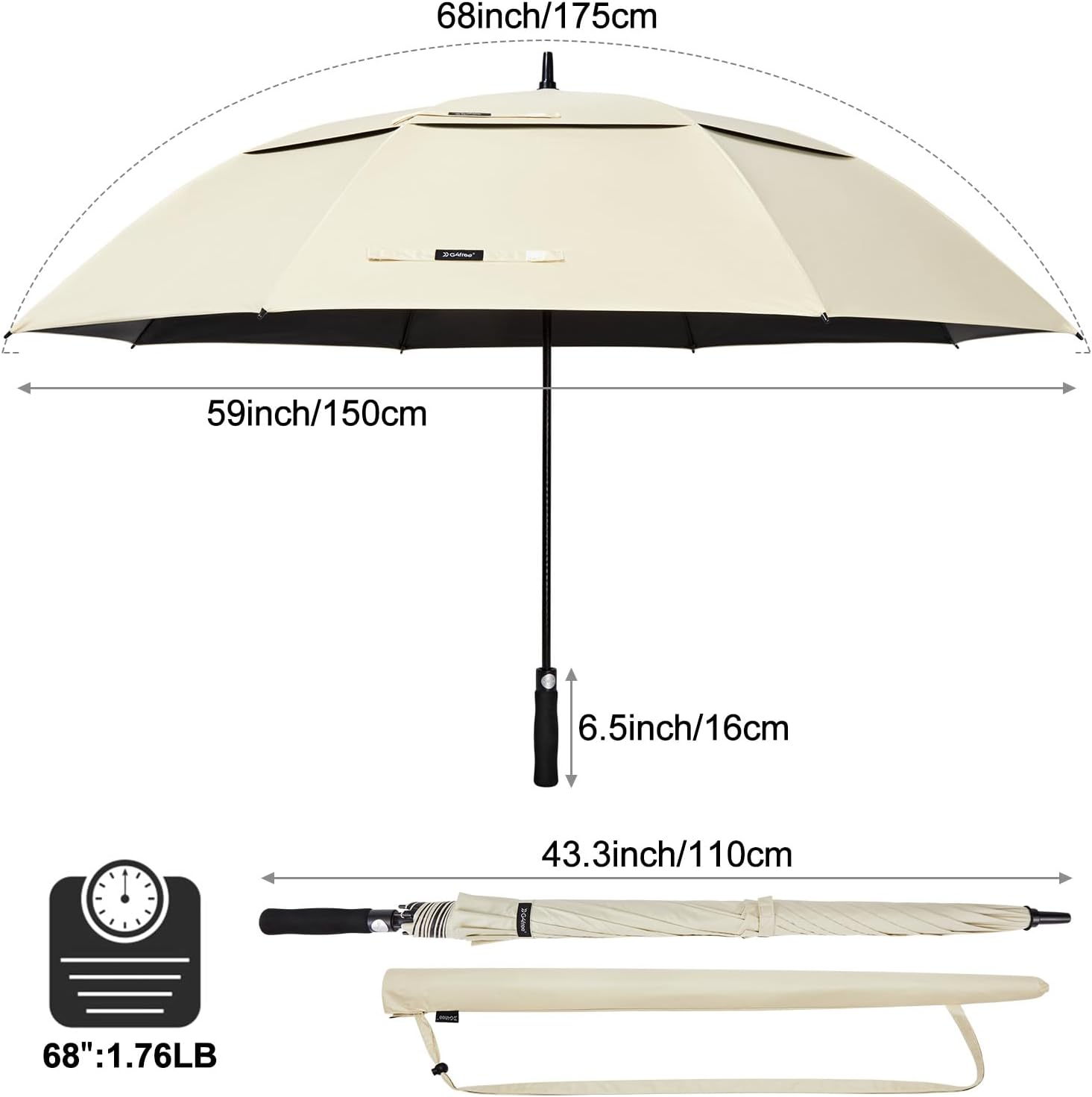 G4Free 47/54/62/68 Inch UV Protection Golf Umbrella Auto Open Vented Double Canopy Oversize Extra Large Windproof Sun Rain Umbrellas - Image 2