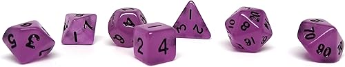 Miniatura 2 de Mini colección de dados poliédricos de 0.394 pulgadas  Incluye un D20, D12, D10, D8, D6, D4 y D00 (morado veneno)