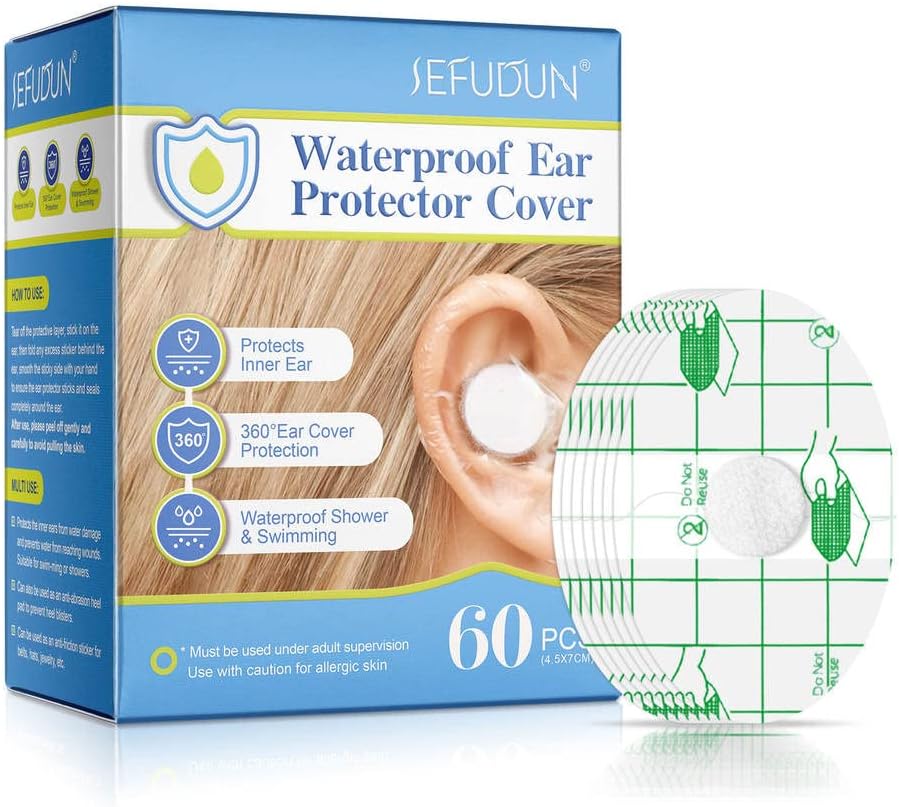 Boxania® 60 pcs Waterproof Ear Protector Cover Silicone Ear Patch Shower Reusable Wash Suitable For All Skin Types