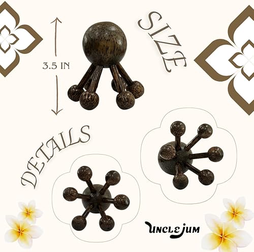 Miniatura 3 de Masajeador de madera tradicional tailandesa con forma de araña, prensa de varios puntos de activación, mejora la relajación (madera de palma)