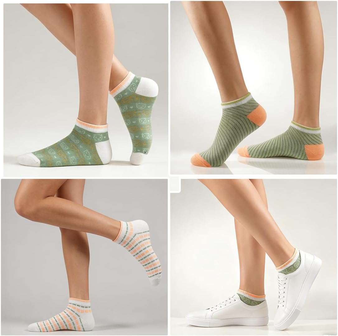 Glamorstar 5 Pairs Ankle Socks for Women - Cotton Low Cut Cute No Show Socks