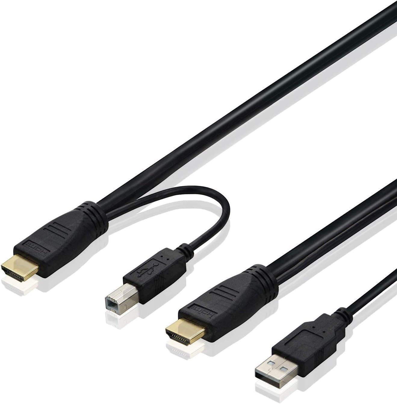 ADWITS 1.8M USB HDMI KVM Cable, HDMI A Male and USB 2.0 A Male to HDMI