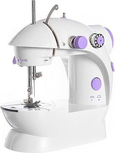 Mini máquina de coser máquina de coser portátil de dos velocidades con caja de hilo y mesa de extensión con luz mejor para principiantes kit de