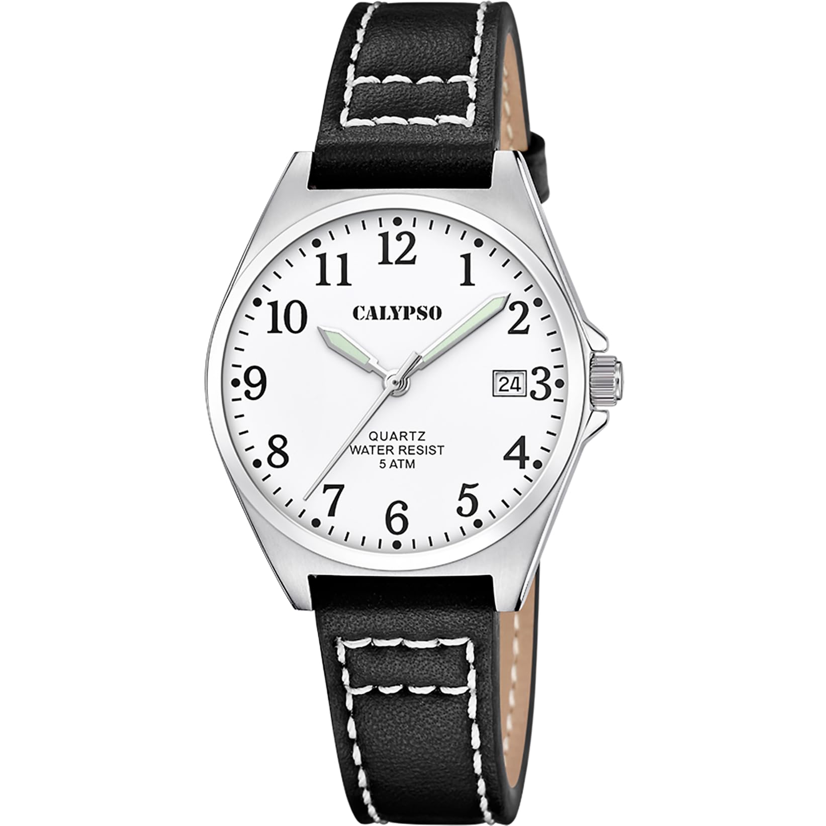 Calypso Ladies Stainless Steel Watch with Leather Strap K5869/1