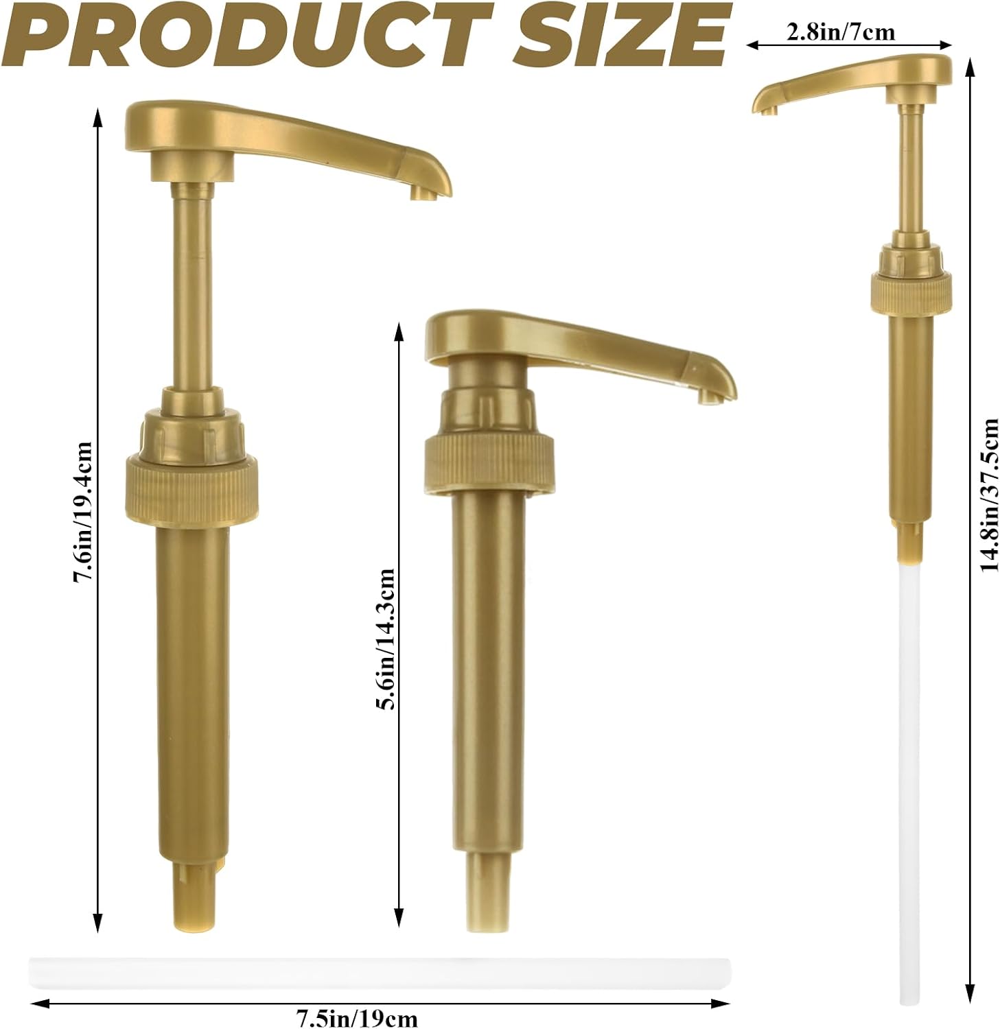 ASelected 30-Piece Set Syrup Pump and Coffee Syrup Pump, Gold Dispenser with 7.5-Inch Tubes, for Syrup Bottles for Coffee Bar, Syrup Pump Dispenser Kit