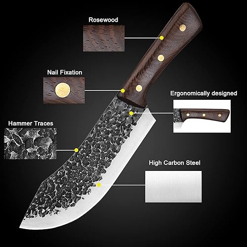 Miniatura 2 de Cuchillo de corte de carne de chef de 7 pulgadas, hecho a mano, forjado, carnicero, carne, deshuesado, filete de pescado, cuchillos de cocina, acero