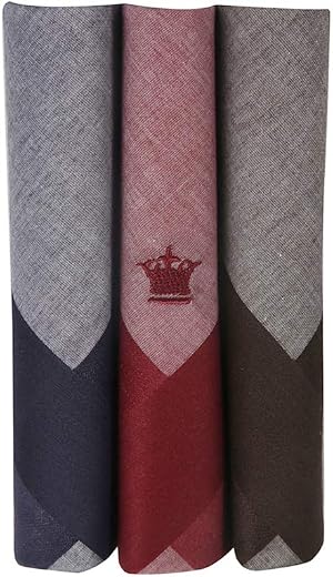 Louis Philippe Men's Cotton Dark Color Handkerchief with brand Logo Pack of 3 (Blue, Maroon and Brown)