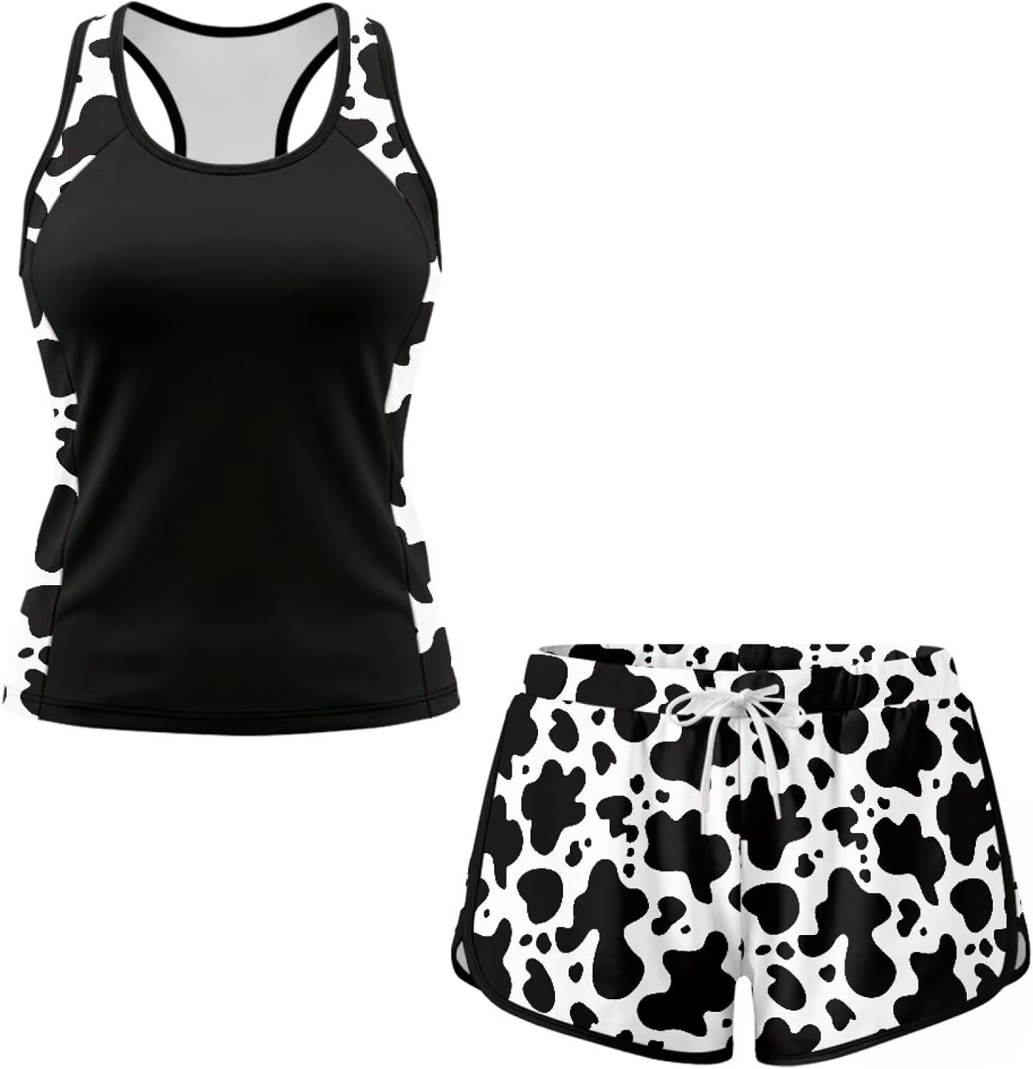 Tankini Swimsuits for Women Tummy Control Two Piece Bathing Suits with Sporty Pockets Swim Shorts Modest Swimwear