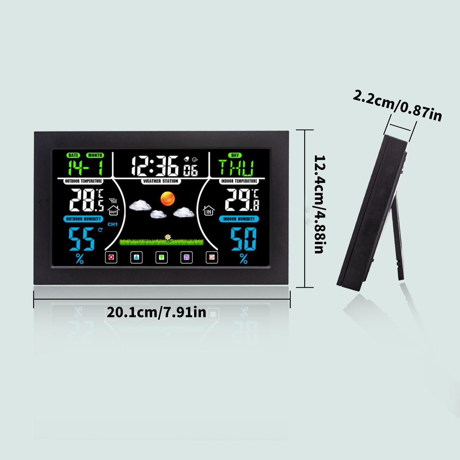 Igrometro di temperatura sveglia digitale con grande schermo LCD per camera da letto cantina giardino garage uffici cantina igrometro interno esterno