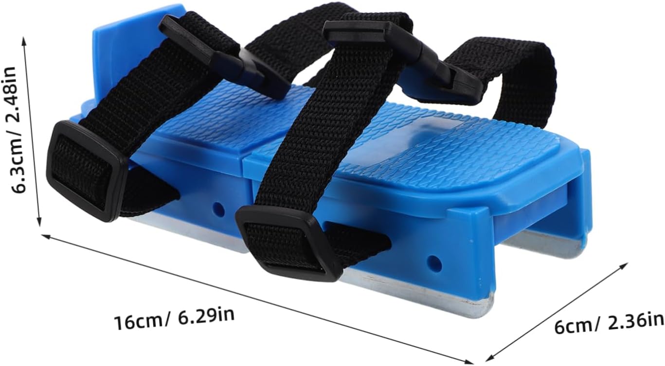 FRCOLOR 1Pair Adjustable Ice Skates Blue Double Runner Design with Fastener Straps for Beginners Winter Training Shoes for Enhanced Safety and Support for Outdoor Fun