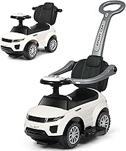 GYMAX 3 in 1 Kids Ride on Push Car, Push Along Car with Handle, Guardrails, Lights, Horn & Music, Underneath Storage, Toddler Sliding Toy for 1-3 Years Old Boys Girls (White)