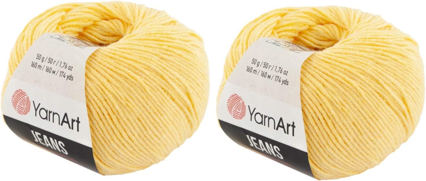 Amigurumi Cotton Yarn, YarnArt Jeans Yarn 55% Cotton 45% Acrylic Lot of 2 Skein 100gr 350yds Knitting Acrylic Cotton 2 Sport Yarn (88)