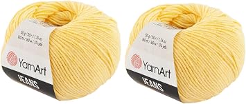 Amigurumi Cotton Yarn, YarnArt Jeans Yarn 55% Cotton 45% Acrylic Lot of 2 Skein 100gr 350yds Knitting Acrylic Cotton 2 Sport Yarn 88