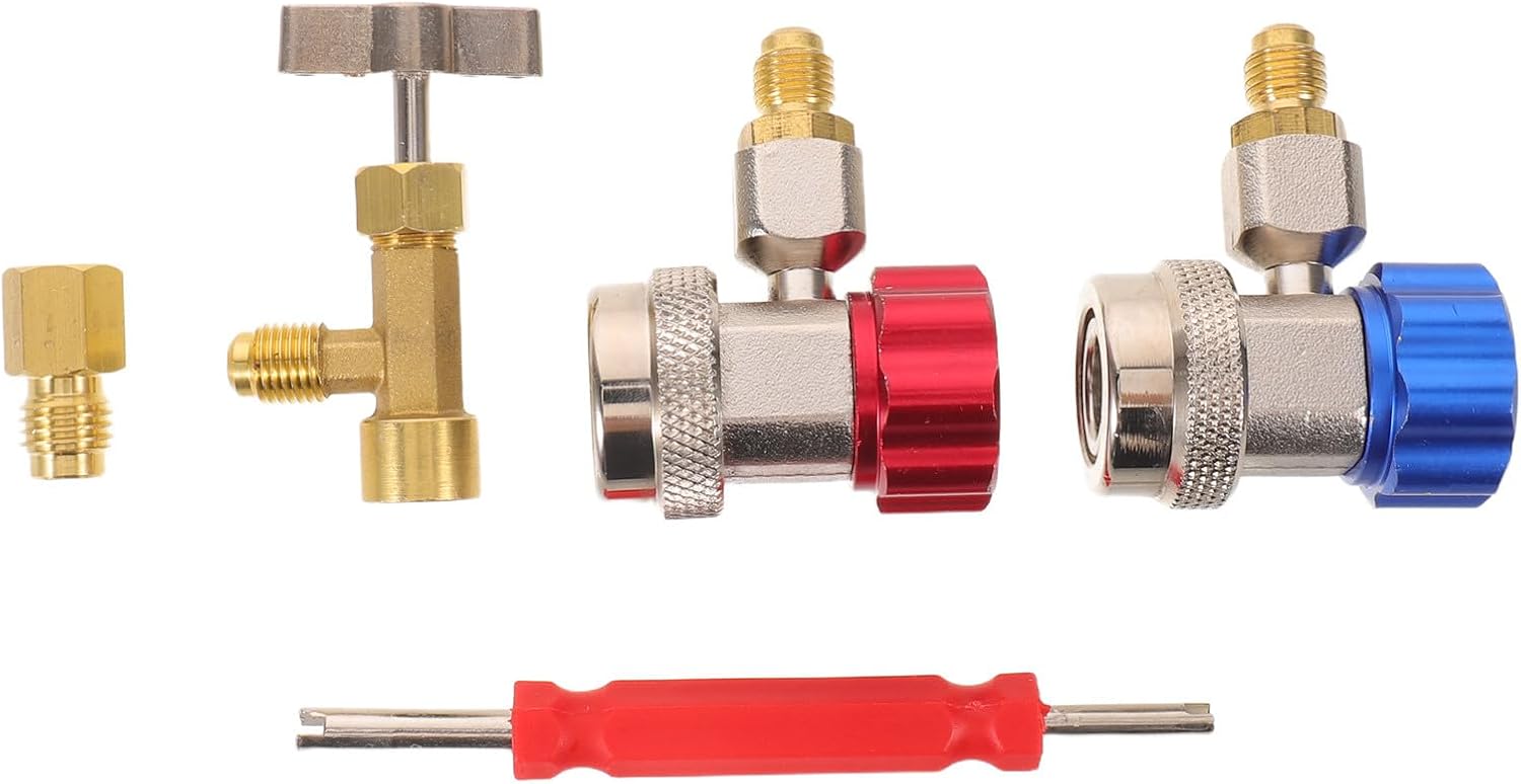YARNOW 5pcs Air Conditioner Hose Adapter: HVAC Adjustable High Low Connector Conversion Fit for Standard Air Conditioner Manifold Gauge Hose Fittings