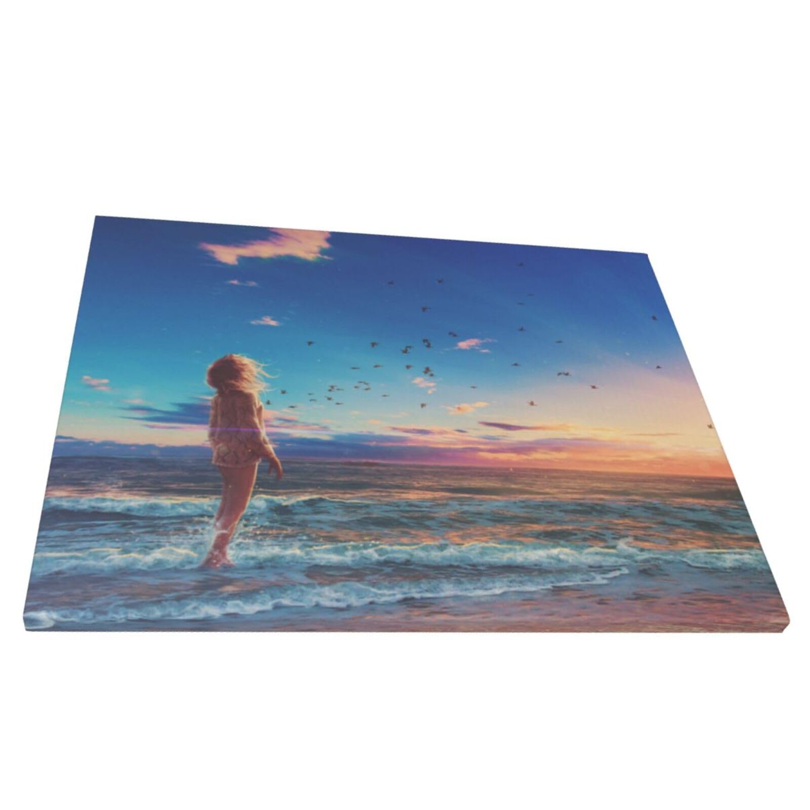 Amazon.co.jp: 海を見つめる少女 絵画 フレーム装飾画 アートパネル