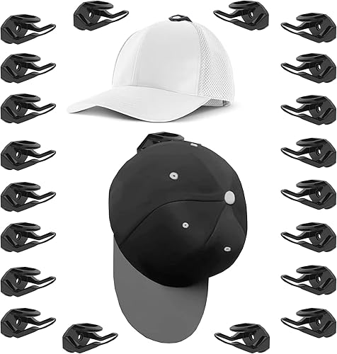 Paquete de 20 ganchos adhesivos para sombreros para pared, perchero para gorras de béisbol, sin perforaciones, organizador minimalista para