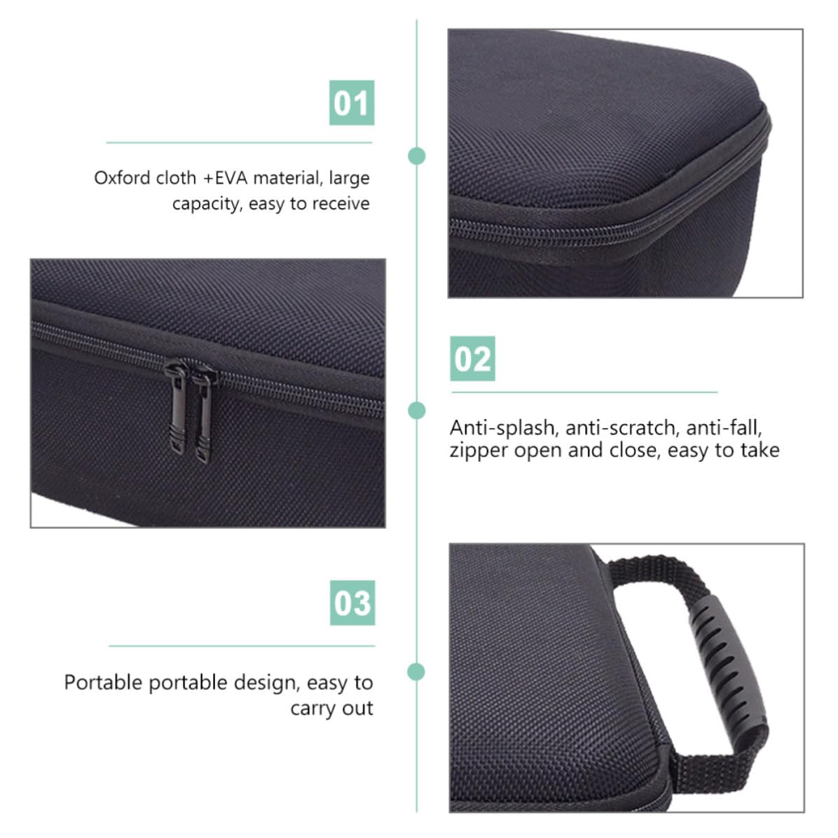 Toddmomy Borsa Porta Cavi Oxford Nero Ampia Capacità, Organizzatore per Cavi Dati e Audio, per Viaggi e Trasporto Comodo e Sicuro