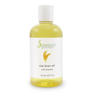 Rice Bran Oil Cold Pressed 100% Pure Natural Skin Hair Soap Making 8 fl oz | Carrier Oil for Essential Oils.Face, Hair, Nails & Skin Moisturizer,DIY Skincare. Cold Pressed