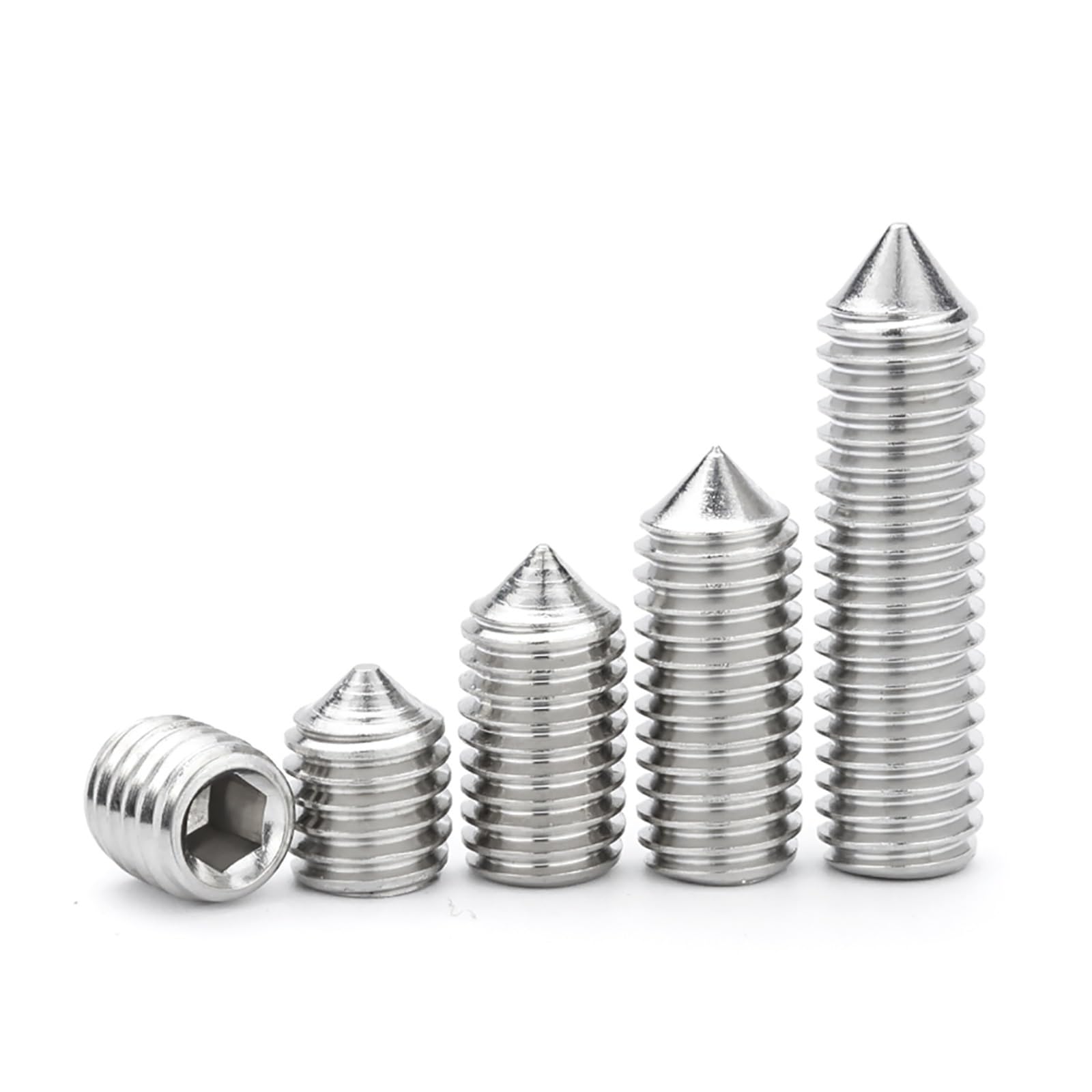 Tornillos de fijación hexagonales, 50 piezas M5 acero inoxidable DIN914, tornillos sin cabeza punta cónica(M5*6)