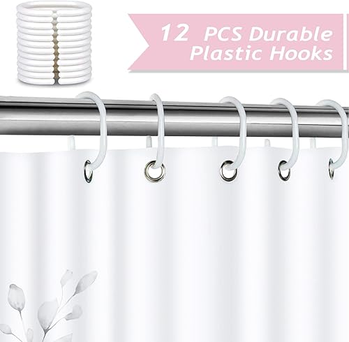 Miniatura 10 de Bonhause Cortina de ducha floral morada, cortina de baño elegante de 72 x 72 pulgadas, tela de poliéster impermeable con 12 ganchos