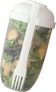 Zerodis Salad Cup with Fork and Lid for Travel, 1000ml PP Portable