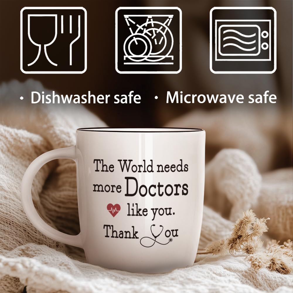 Heart-Warming Thank You Coffee Mug Gift for Doctors, The World Needs More Doctors Like You Inspirational Coffee Mug, Unique Thanksgiving Christmas Gifts for Physicians, Nurses, Veterinarians, 13oz
