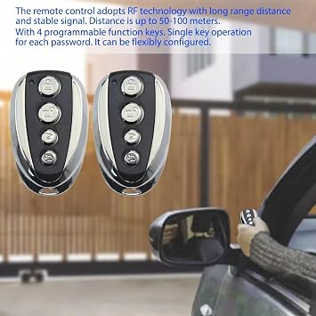 2Pcs Remote Control Backup Key Sliding Gate Opener Automatic Operator 433.92MHz