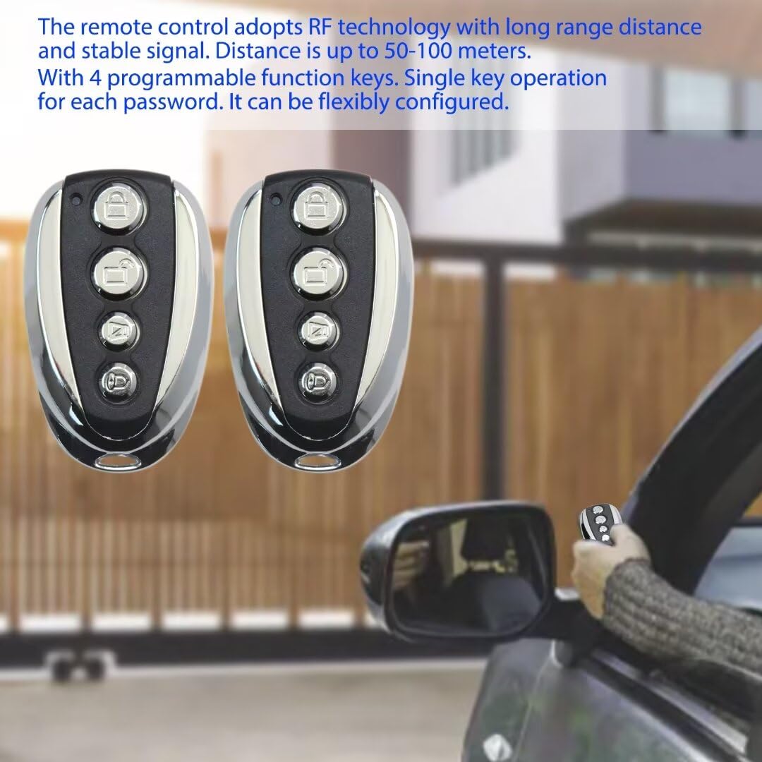 Remote Control for Automatic Sliding Gate Opener Hardware, Electric Rolling Driveway Gate Opener Closer Security Kit Remote (2x Backup Key)-by Colorpp
