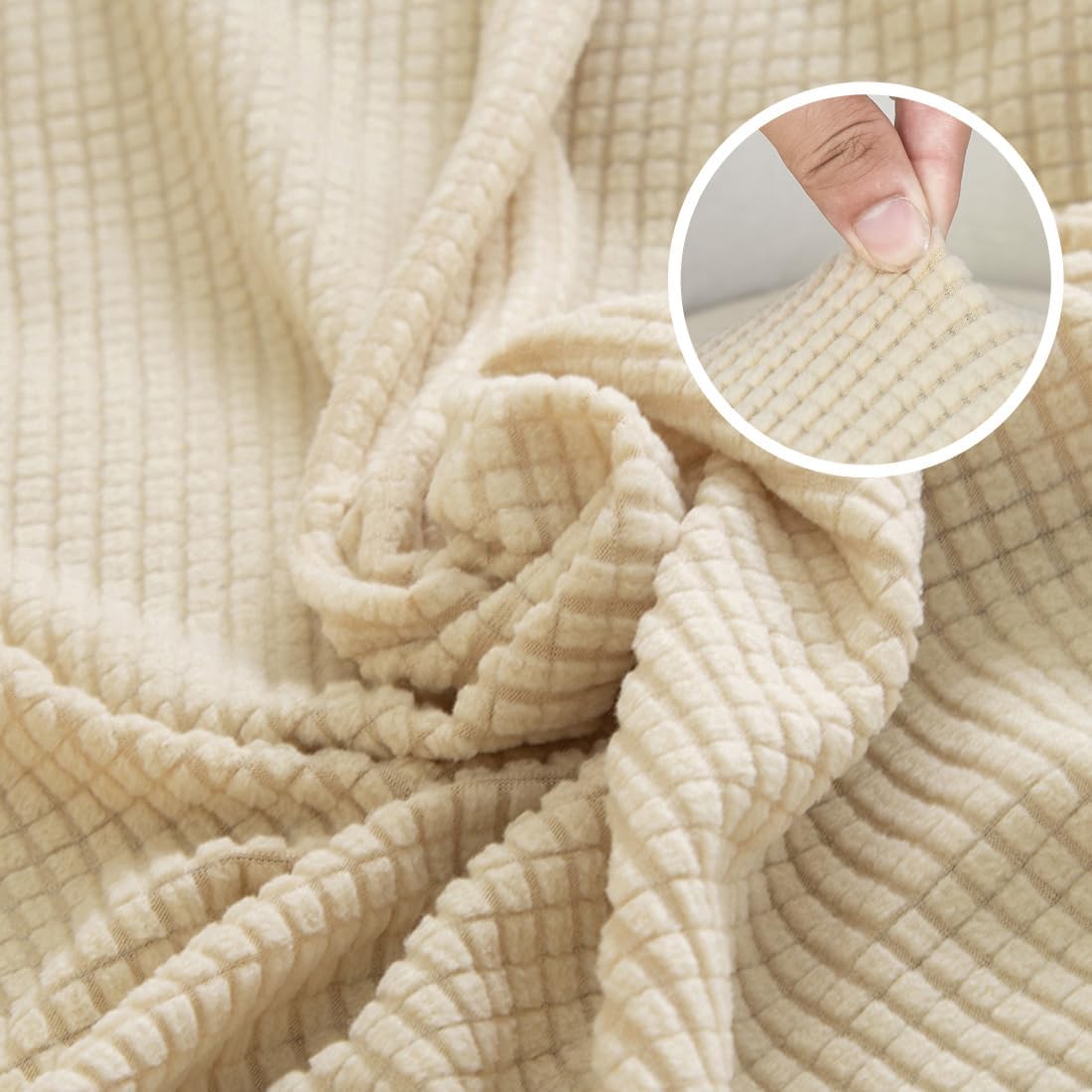 Fireside Sofa Cover,Stretch Armless Lounge Chaise Slipcover Lazy Floor Sofa Couch Furniture Protector Bean Bag Couch Cover with Elastic Bottom for Living Room Bedroom.Jacquard Fabric (Apricot cream)