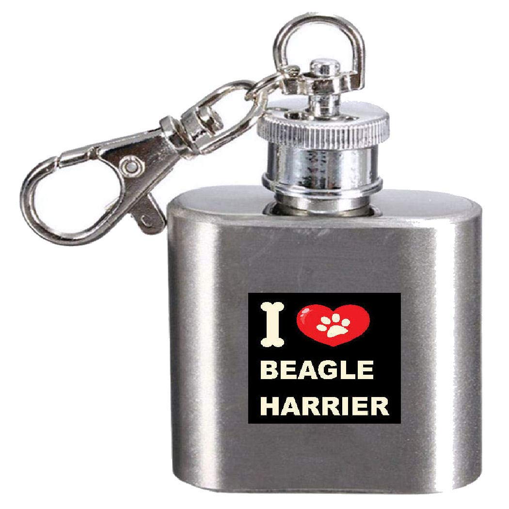 Flasque gravée Beagle-Harrier acier inoxydable I Love My Dog