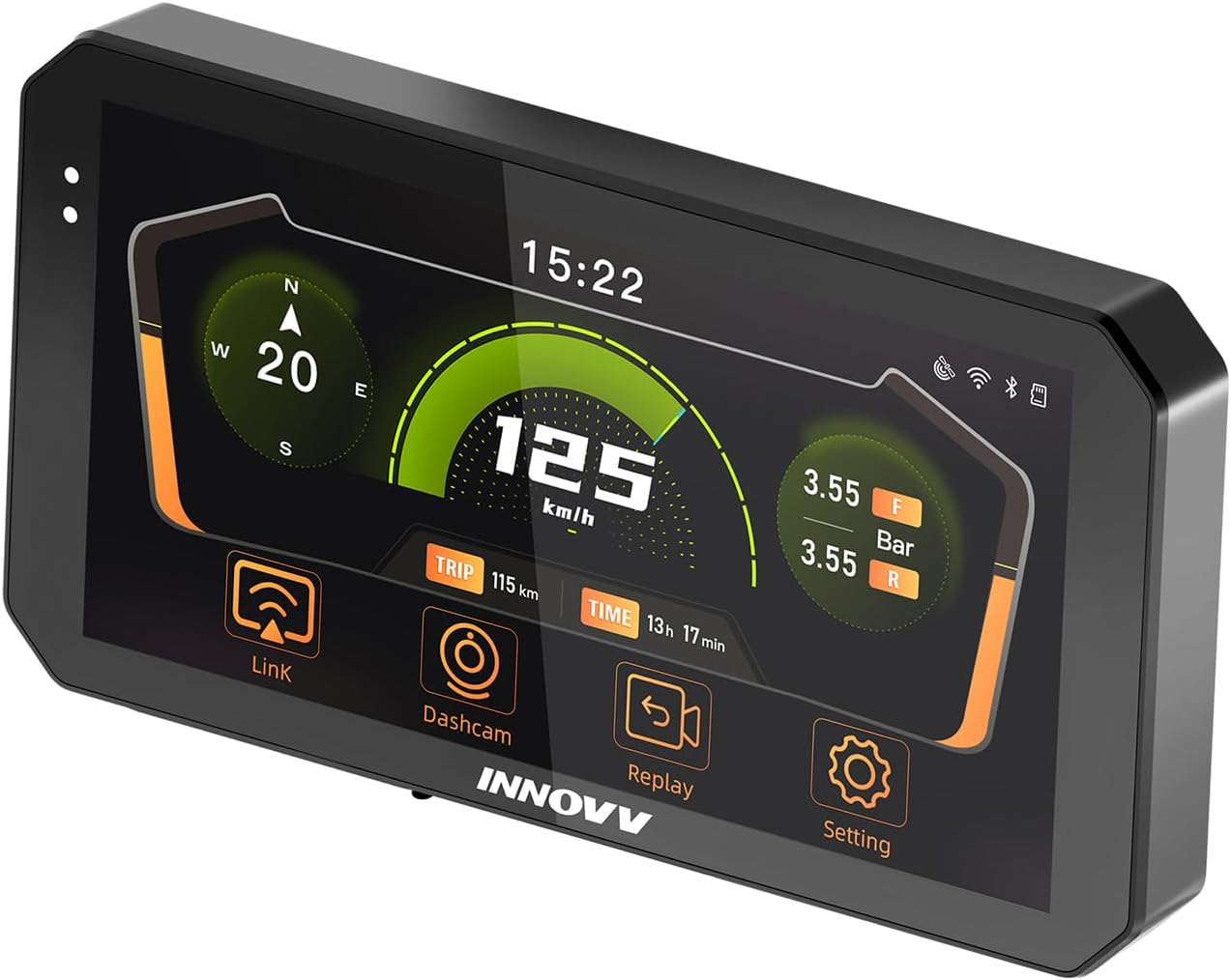 INNOVV N2 6" Motorcycle CarPlay Screen, Wireless Apple CarPlay & Android Auto GPS Navigation System, IP67 Waterproof Touchscreen, 5G Dual-Band Wi-Fi, Bluetooth 5.2, Parking Mode for Motorcycles