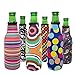 Beer Bottle Cooler Sleeve Set of 6 Fun Trendy Design 3mm Neoprene Zipper Sleeve Fully Stitched Insulated Beer Bottle Covers