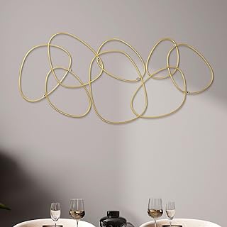 Hicarer 3 Pcs Interlocking Rings Wall Sculpture Gold Metal Home Wall Dec...