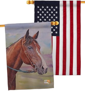 Smart Horse House Flag Pack Barnyard Animal Cow Rooster Farmhouse Pet Nature Farm Creature Embroidery Decoration Banner Small Garden Yard Gift Double-Sided, Made in USA