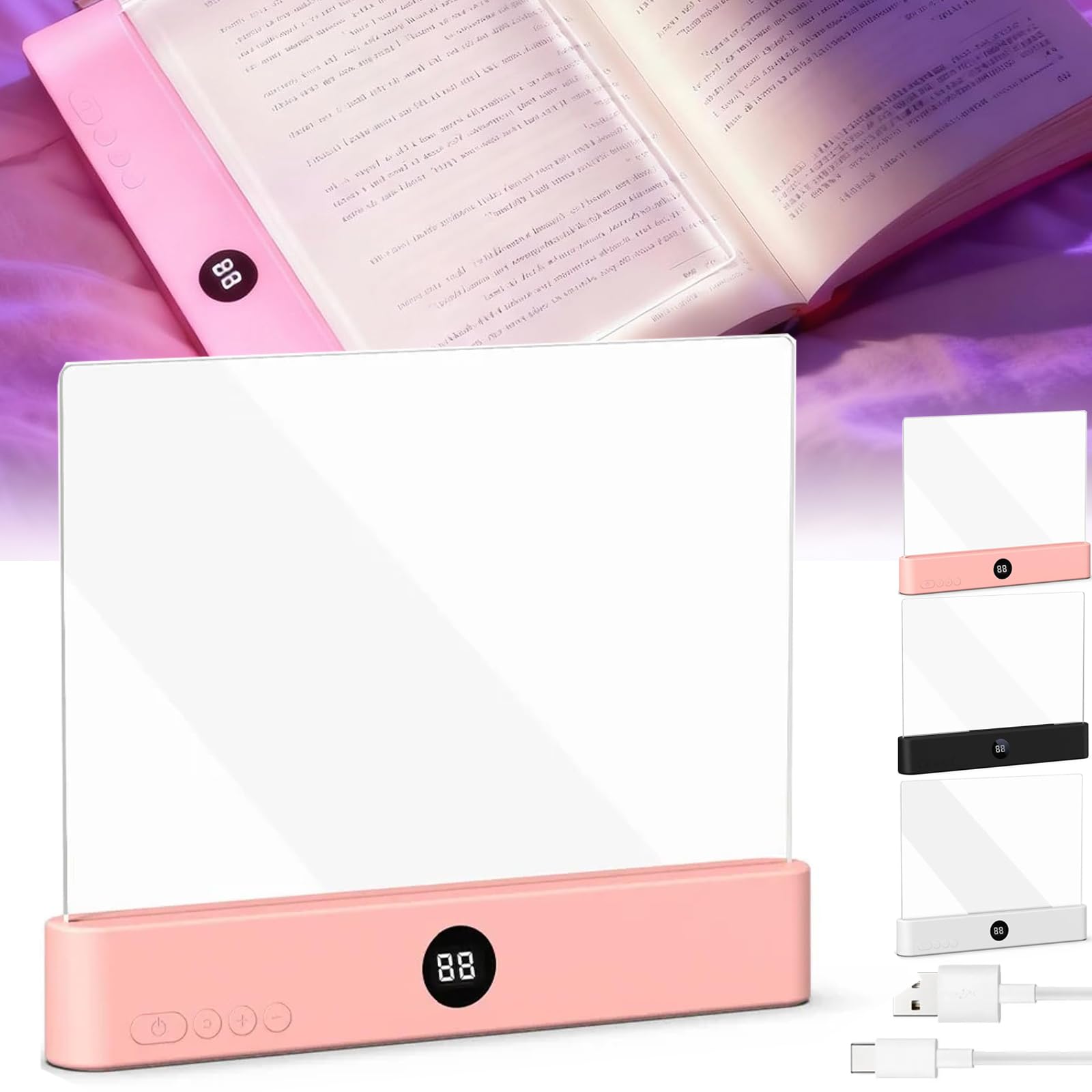 Luz LED recargable con clip y 3 modos de luz para lectura en la cama