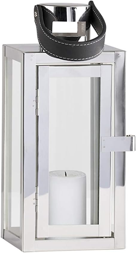 341476 Villa Collection Lantern & Strap/Steel / H23 cm/Silver