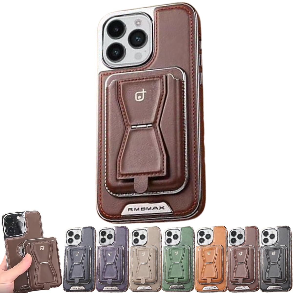 GLIART Custodia Magnetica Portafoglio Per IPhone 12/13/14/15 - Pelle Plesnag Con Supporto Pieghevole Invisibile E Slot Per Carte, Marrone Scuro